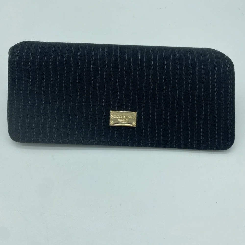 Dolce & Gabbana Milano Eyeglasses Sunglasses Case Soft Black Striped Magnetic